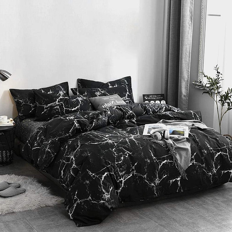 Suploo Black Marble Comforter Sets Queen Women Black and White Marble Bedding Comforters Cotton Wayfair